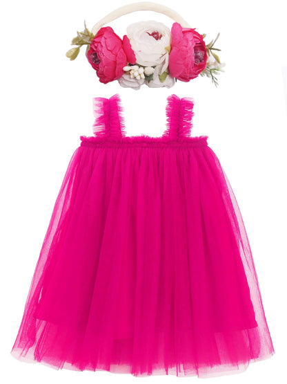 BGFKS Layered Tulle Tutu Dress for Toddler Girls,Baby Girl Rainbow Tutu Princess Skirt Set with Flower Headband.