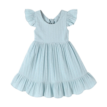 HAPPYMA Toddler Baby Girl Summer Dress Outfits Backless Bow Sundress