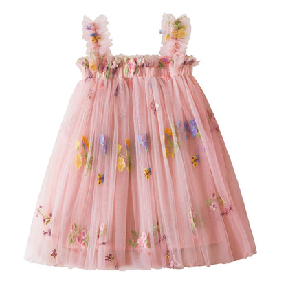 Nileafes Toddler Summer Dress Baby Girl Strap Floral A Line Dress Sleeveless Beach Butterfly Sundress for Toddler Girl