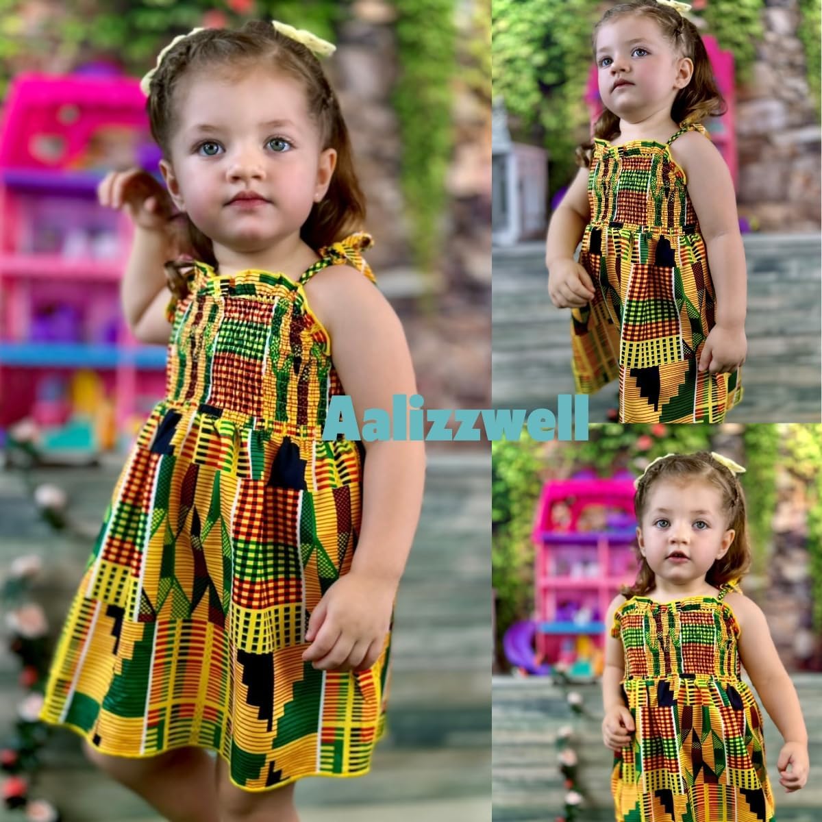 Aalizzwell Infant Baby Girls Spaghetti Strap Smocking Dress