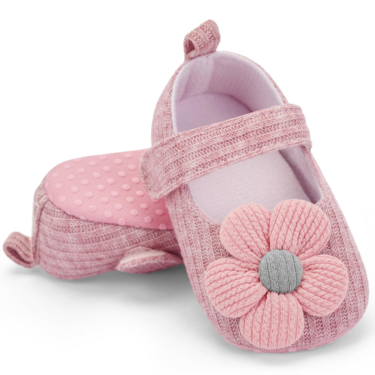 BACSAC Baby Girls Mary Jane Flats with Bow Soft Sole Non-Slip Crib Shoes Infant Toddler First Walkers Princess Dress Shoes