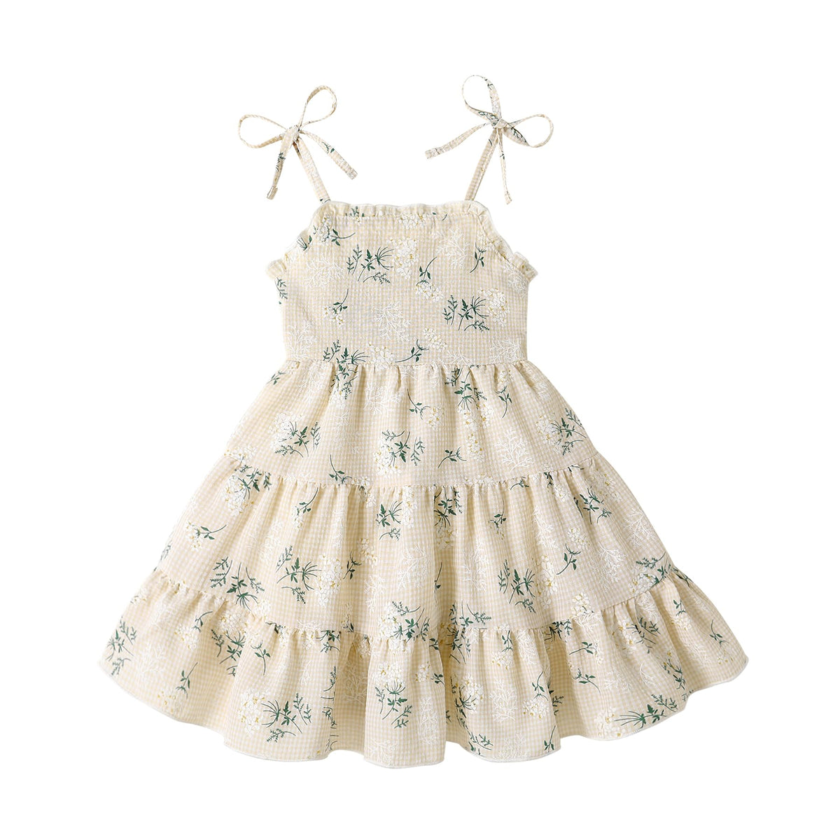 JEELLIGULAR Toddler Girl Summer Dress Tie Strap Sleeveless Sundress White/Floral/Denim Beach Dresses for Baby Girls 12M-6Y