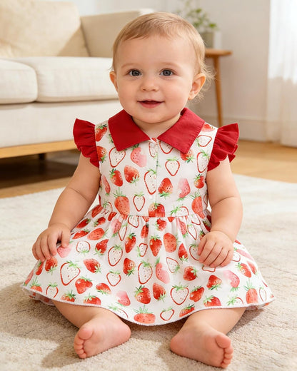 YALLET Baby Girl Flutter Sleeves Polo Dress Snap Bottom Romper Outfit 0-24M