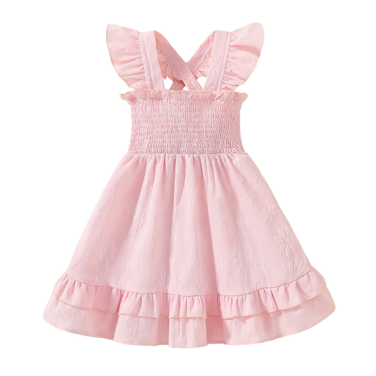Noubeau Toddler Girl Dress Summer Smocked Boho Sleeveless Ruffle Dresses for Toddler Dress Casual Beach Sundress