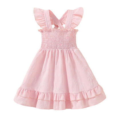 Noubeau Toddler Girl Dress Summer Smocked Boho Sleeveless Ruffle Dresses for Toddler Dress Casual Beach Sundress