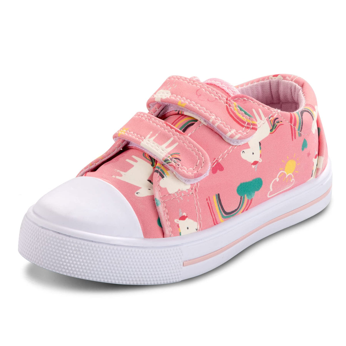 K KomForme Toddler Sneakers Girls Shoes with Dual Hook and Loops