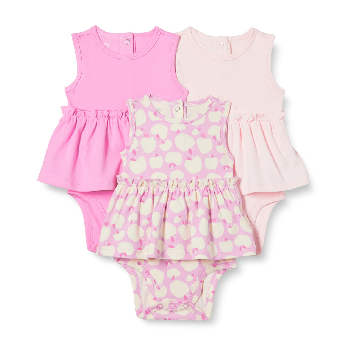 Amazon Essentials Baby Girls' Sleeveless Bodysuit Dress, Pack of 3