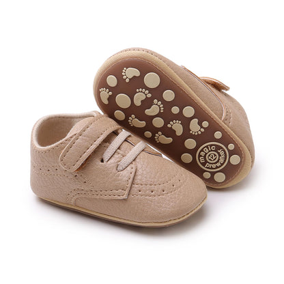 SOFMUO Baby Boys Girls High Top Ankle PU Leather Sneakers Soft Rubber Sole Infant Moccasins Newborn Oxford Loafers Anti-Slip Toddler Wedding Uniform Dress Shoes