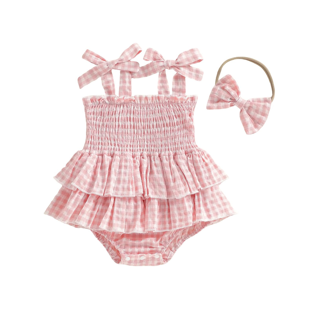 Newborn Baby Girl Summer Clothes Plaid Ruffle Bodysuits Onesie Infant Girl Romper Dresses Sleeveless Outfit