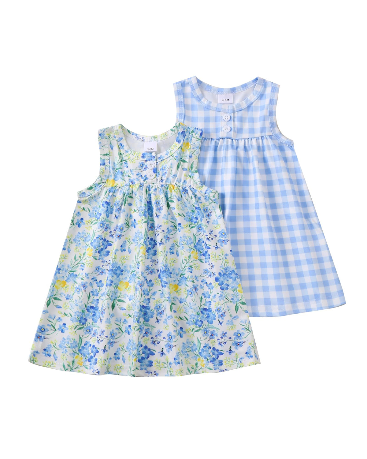 Baby Girl Dress Clothes 2-Pack Sleeveless Solid Printed Cute Baby Dresses