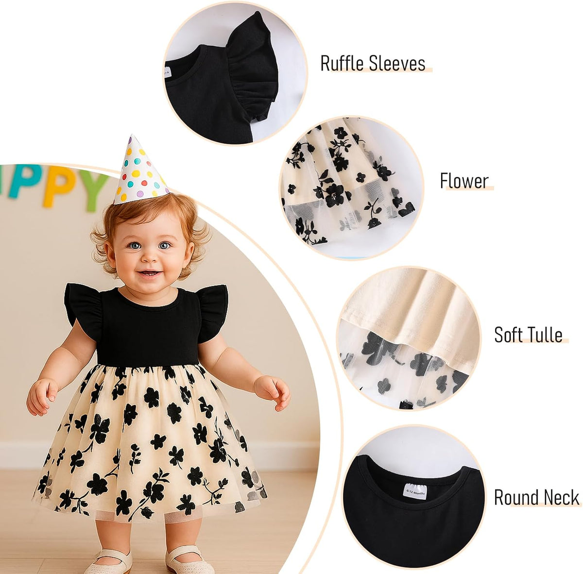 Baby Girl Butterfly Tutu Ruffle Sleeveless Dress 0-24 Months