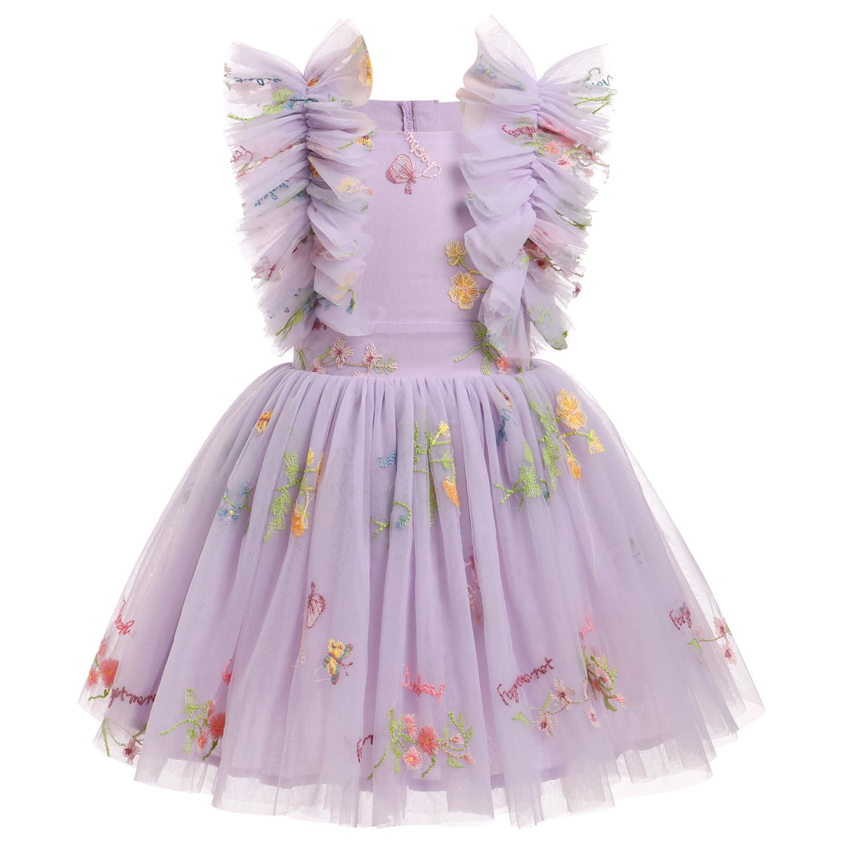 Girls Birthday Party Dress Ruffle Sleeve Sequin Dots Floral Tulle Princess Wedding Pageant Formal Bance Gown