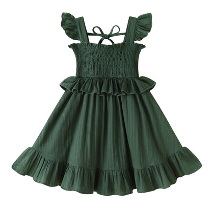 YOUNGER TREE Toddler Dress Baby Girls Cotton Ruffle Sleeveless Summer Dresses Kids Boho Beach Casual Sundress