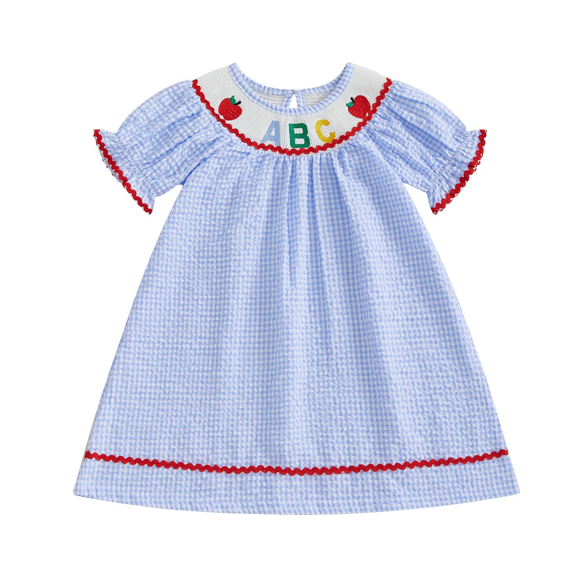 Toddler Little Baby Girl 4th of July Dress Puff Short Sleeve Stripes Smocked Dresses Kids Fourth of July Outfit