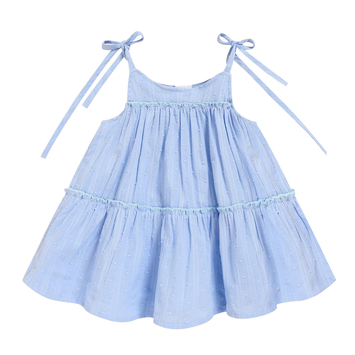 Toddler Baby Girl Summer Dress - Sleeveless Dot Tiered Sundress with Adjustable Tie-Shoulders for Beach, Party, Photos