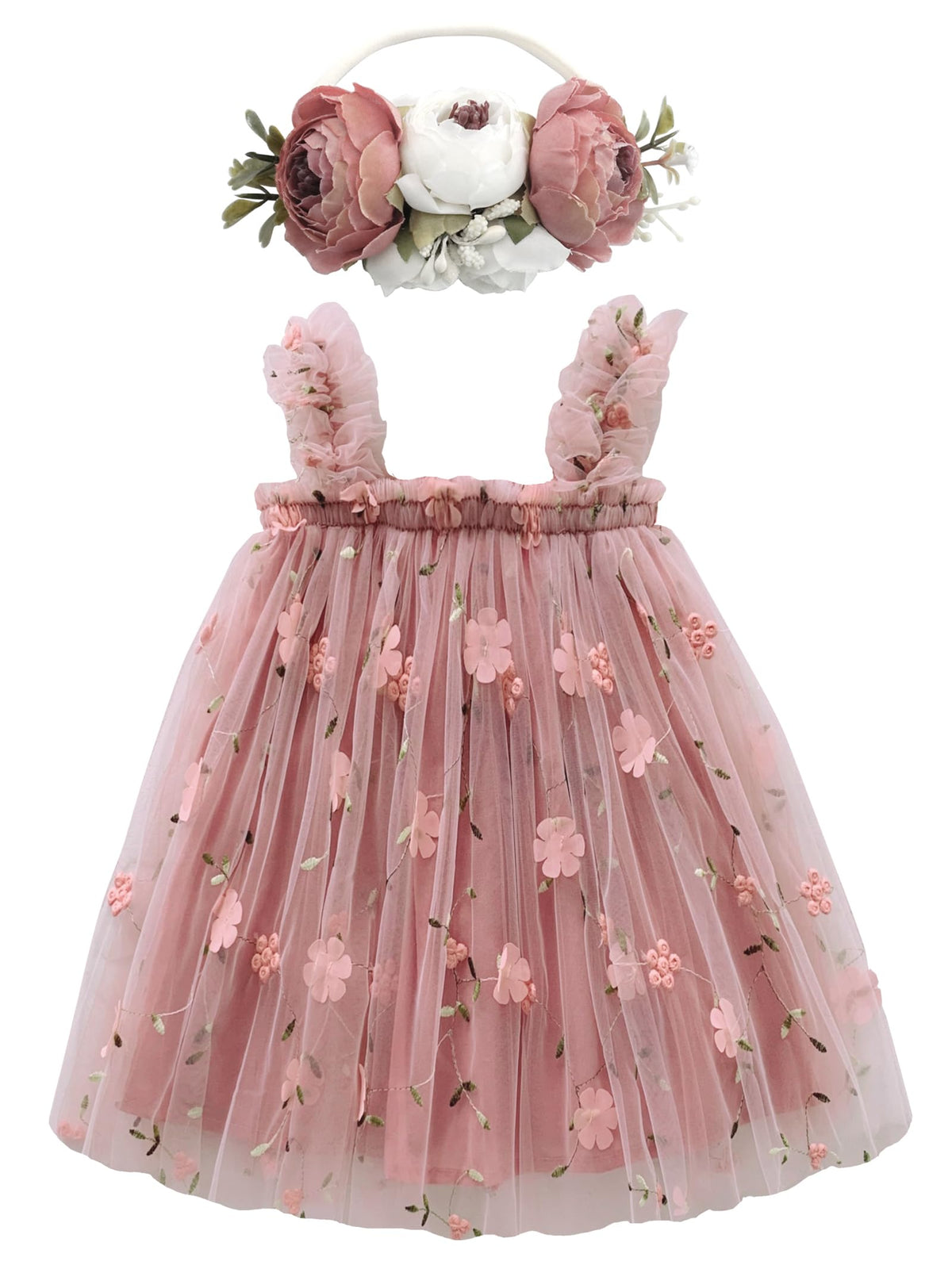 BGFKS Layered Tulle Tutu Dress for Toddler Girls,Baby Girl Rainbow Tutu Princess Skirt Set with Flower Headband.