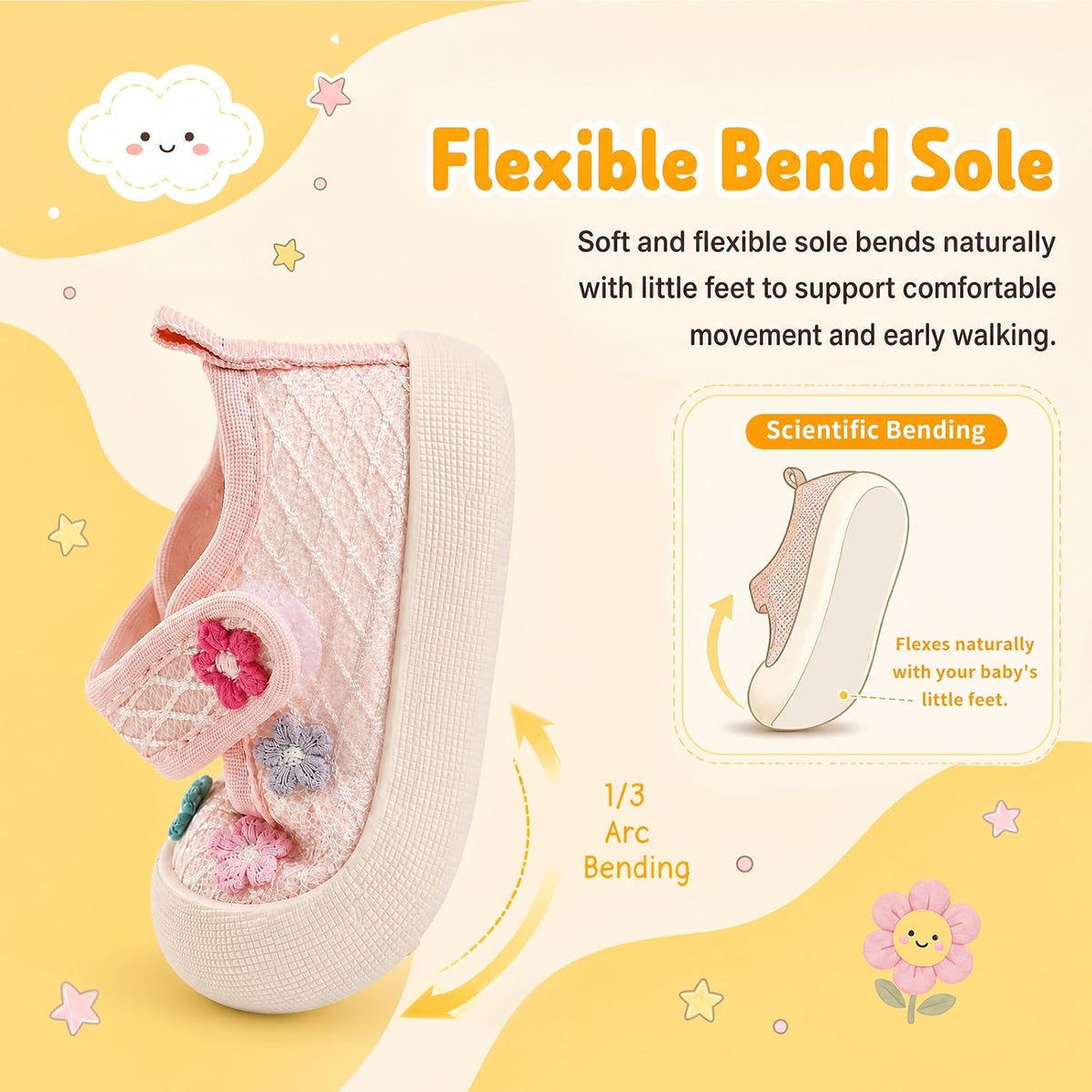 GEMYSE Baby Girls Shoes Non-Slip Infant First Walker Sneakers