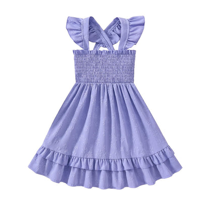 Noubeau Toddler Girl Dress Summer Smocked Boho Sleeveless Ruffle Dresses for Toddler Dress Casual Beach Sundress