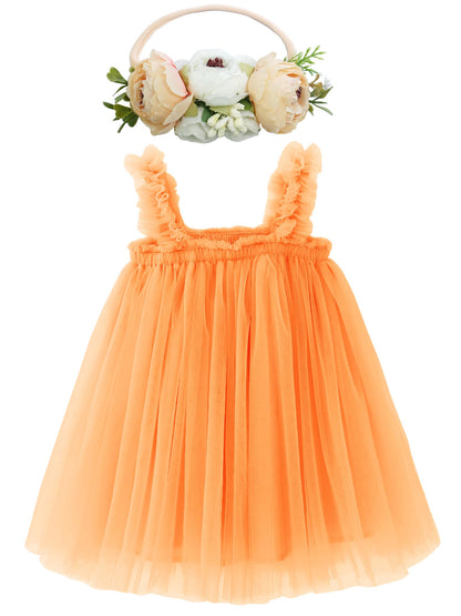 BGFKS Layered Tulle Tutu Dress for Toddler Girls,Baby Girl Rainbow Tutu Princess Skirt Set with Flower Headband.
