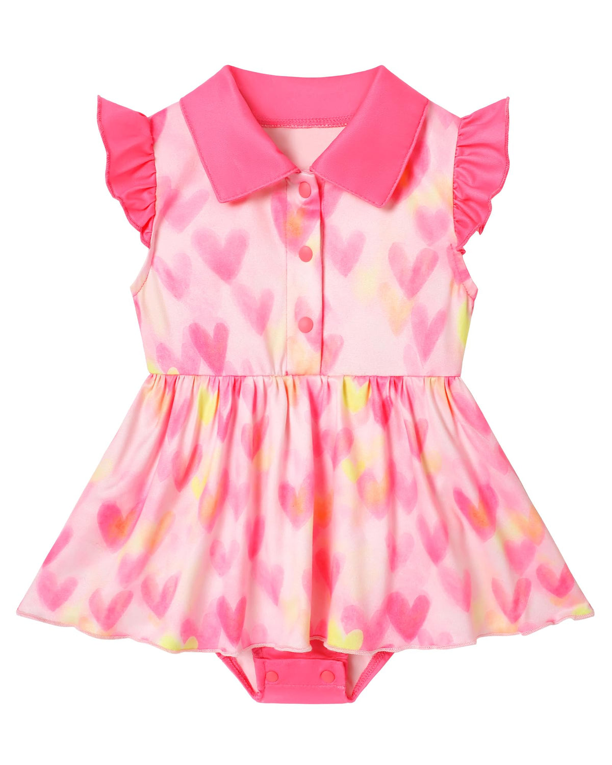YALLET Baby Girl Flutter Sleeves Polo Dress Snap Bottom Romper Outfit 0-24M