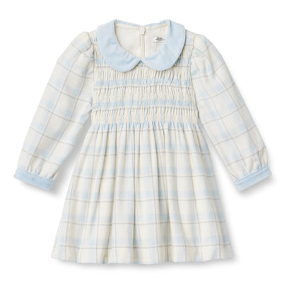 Amazon Essentials x Sofia Grainge Toddler and Baby Girls' Long Sleeve Flannel Dress with Velvet Collar, Fit and Flare