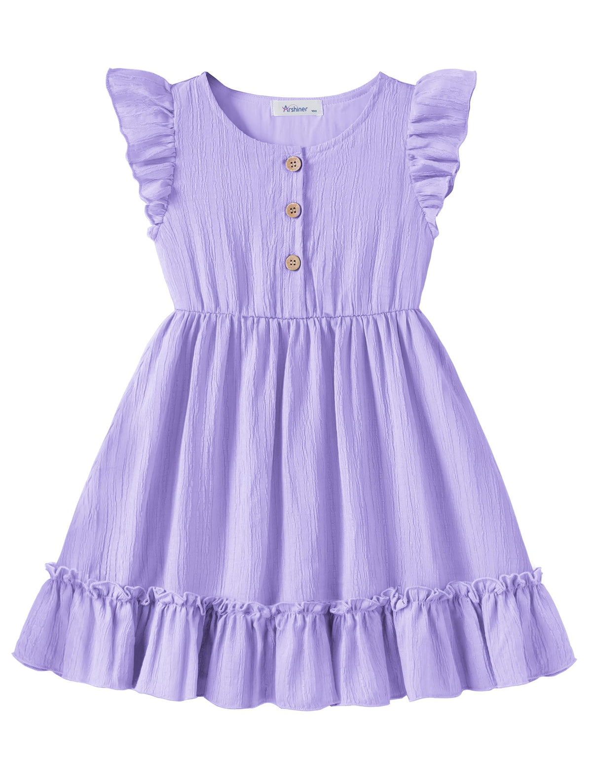 Arshiner Toddler Girls Dress Ruffle Sleeveless Button Down Dresses Summer Beach Casual Sundress with Pocket for 1-7Y
