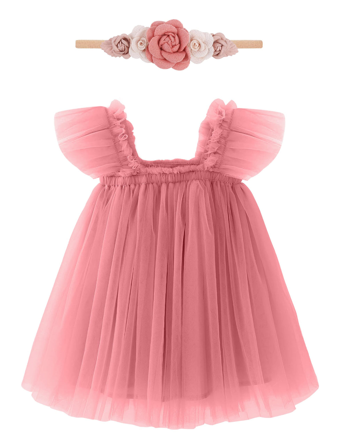 Baby Girl First Birthday Outfit Cake Smash 1st Birthday Dress with Flower Headband