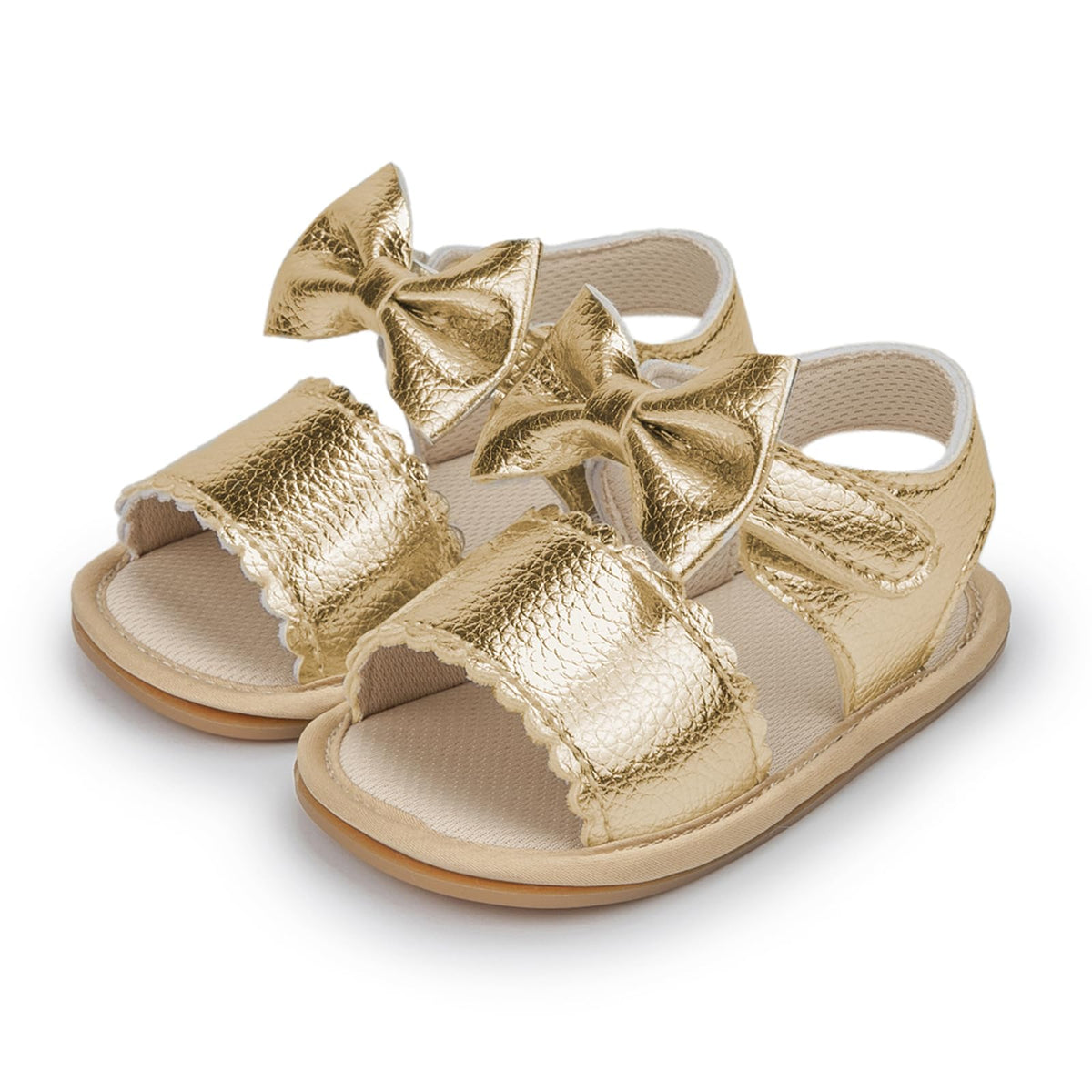 Baby Girl Sandals Flower Bowknot Soft Sole Anti Slip Rubber Wedding Dress Flats Toddler First Walking Shoes
