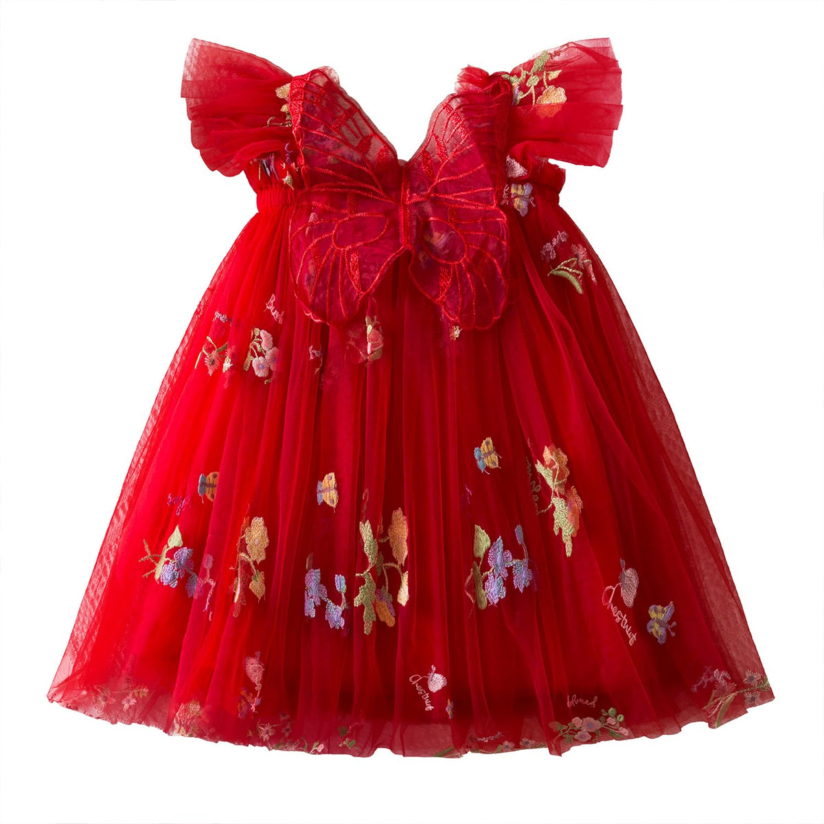NNJXD Baby Girl Tulle Dress Casual Flower Embroidery Toddler Dresses