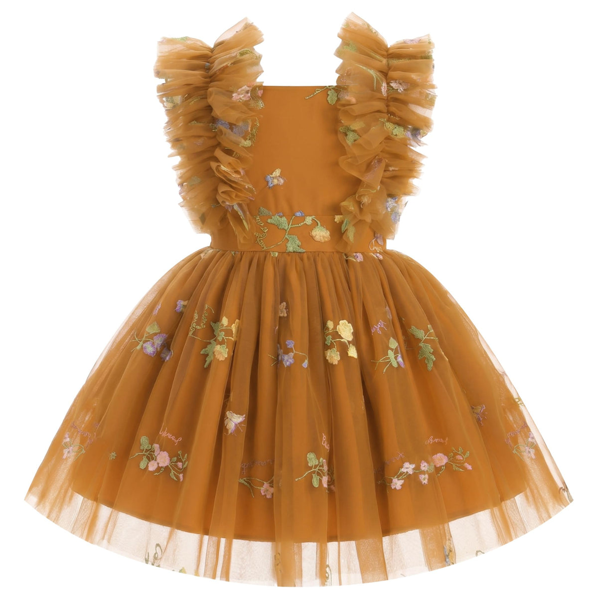 Girls Birthday Party Dress Ruffle Sleeve Sequin Dots Floral Tulle Princess Wedding Pageant Formal Bance Gown