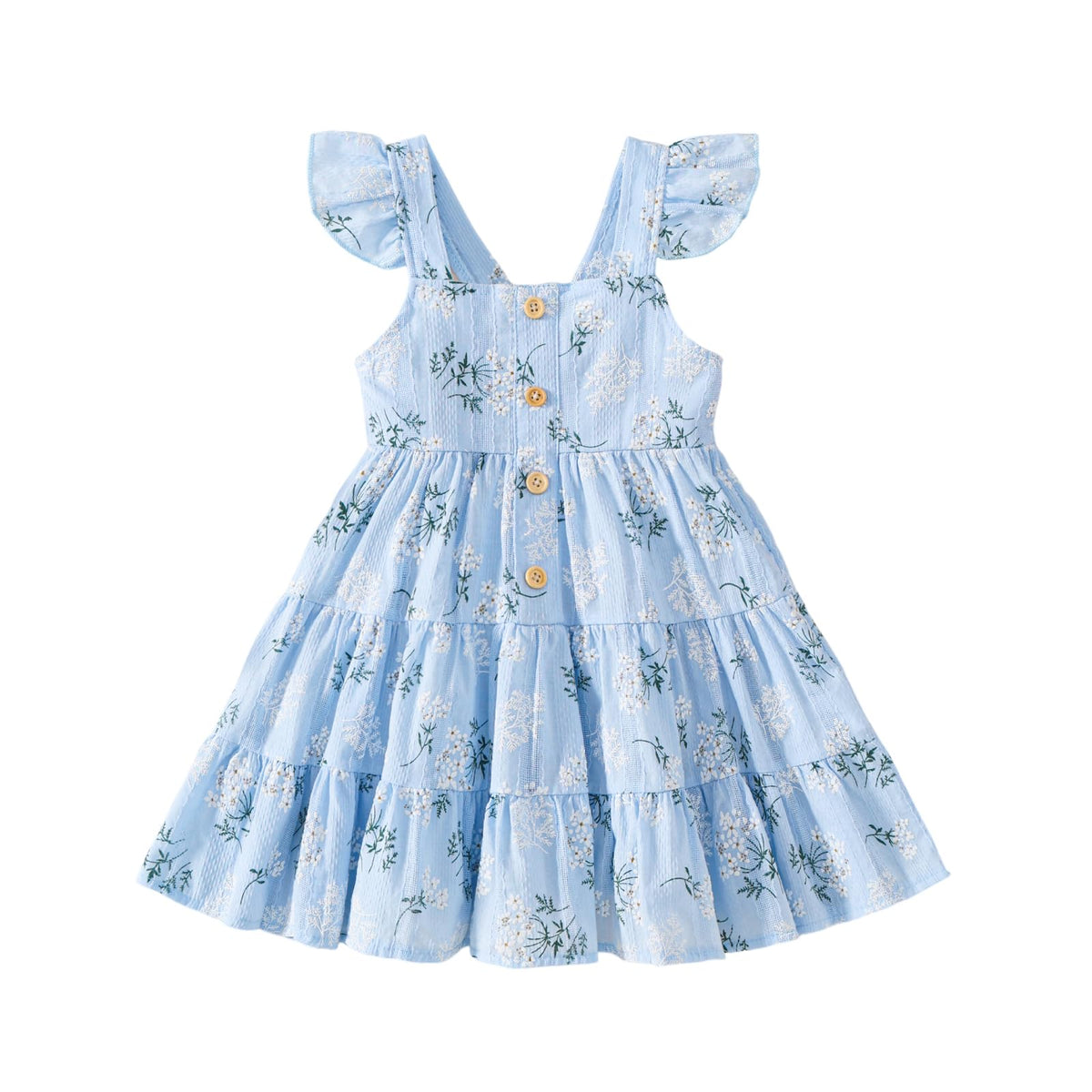 Toddler Baby Girls Dress Ruffle Sleeveless Floral Summer Beach Butterfly Sundress Kids Casual Dresses