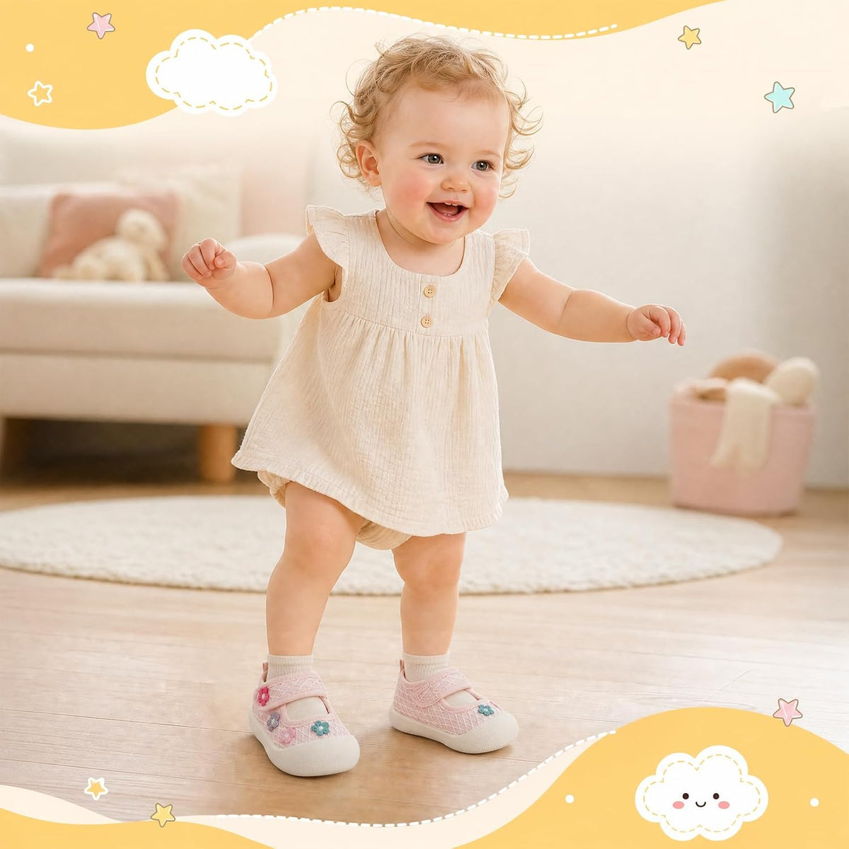 GEMYSE Baby Girls Shoes Non-Slip Infant First Walker Sneakers