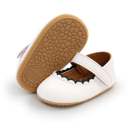 Baby Girls Mary Jane Flats Shoes with Non-Slip Soft Sole Toddler First Walkers Newborn Princess Dress Shoes