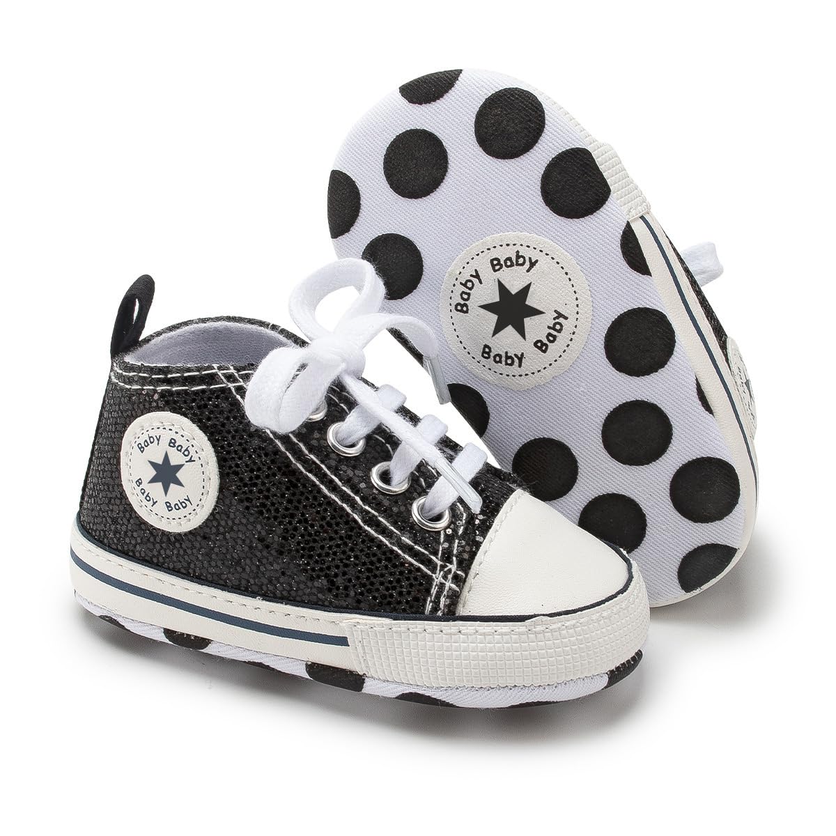 Unisex Baby Girls Boys Canvas High-top Shoes, Newborn Infant Anti-Slip Soft Sole Frist Walking Breathable Sneakers