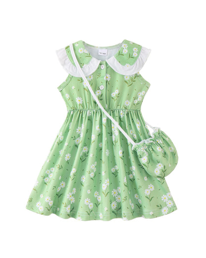 Saeaby Baby Girl Dress Summer Dresses Toddler Girl Clothes Polo Collar Ruffle Sundress Sleeveless Outfit for Girls
