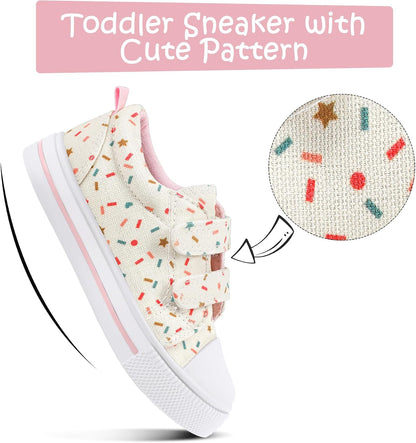 K KomForme Toddler Sneakers Girls Shoes with Dual Hook and Loops