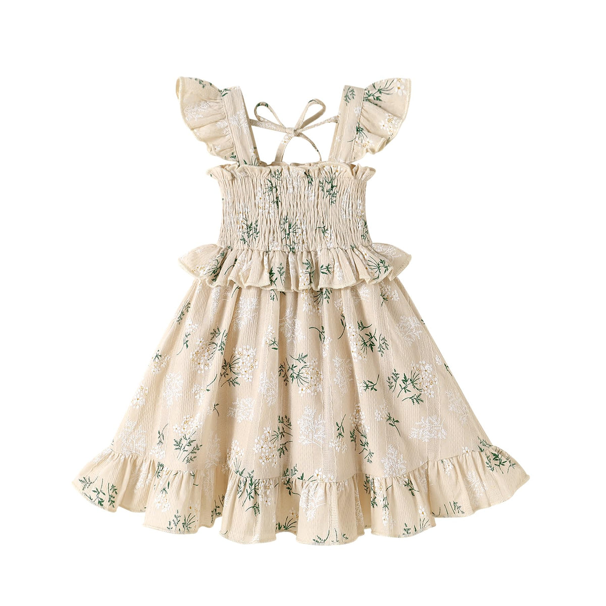 YOUNGER TREE Toddler Dress Baby Girls Cotton Ruffle Sleeveless Summer Dresses Kids Boho Beach Casual Sundress