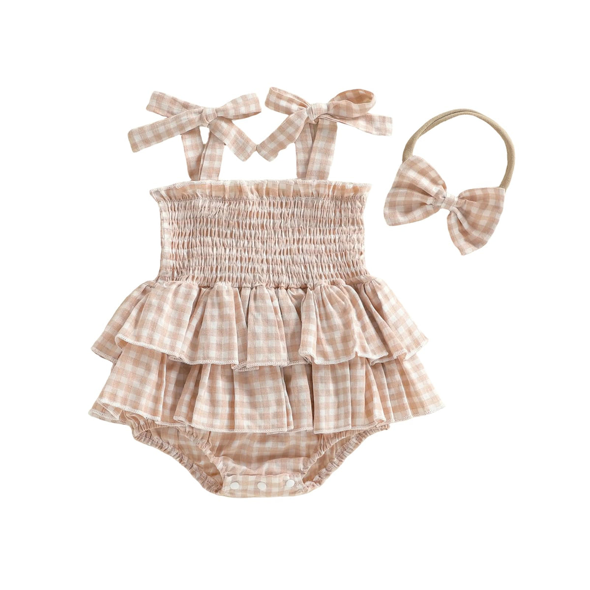 Newborn Baby Girl Summer Clothes Plaid Ruffle Bodysuits Onesie Infant Girl Romper Dresses Sleeveless Outfit