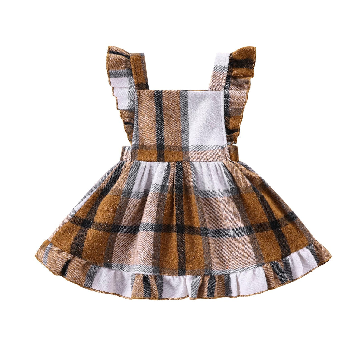 Baby Girls' Dresses Fly Sleeve Plaid Baby Dress Flannel Overall Skirt Dress Fall Winter Festival Outfits