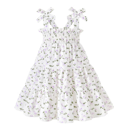 HAPPYMA Toddler Girl Summer Dress Floral Sleeveless Baby Outfits