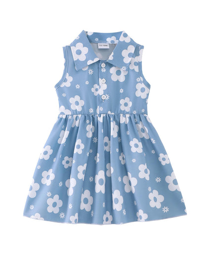 Saeaby Baby Girl Dress Summer Dresses Toddler Girl Clothes Polo Collar Ruffle Sundress Sleeveless Outfit for Girls