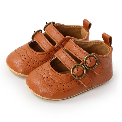Baby Girls Mary Jane Flats Shoes with Non-Slip Soft Sole Toddler First Walkers Newborn Princess Dress Shoes