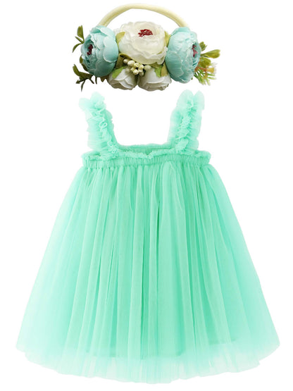 BGFKS Layered Tulle Tutu Dress for Toddler Girls,Baby Girl Rainbow Tutu Princess Skirt Set with Flower Headband.