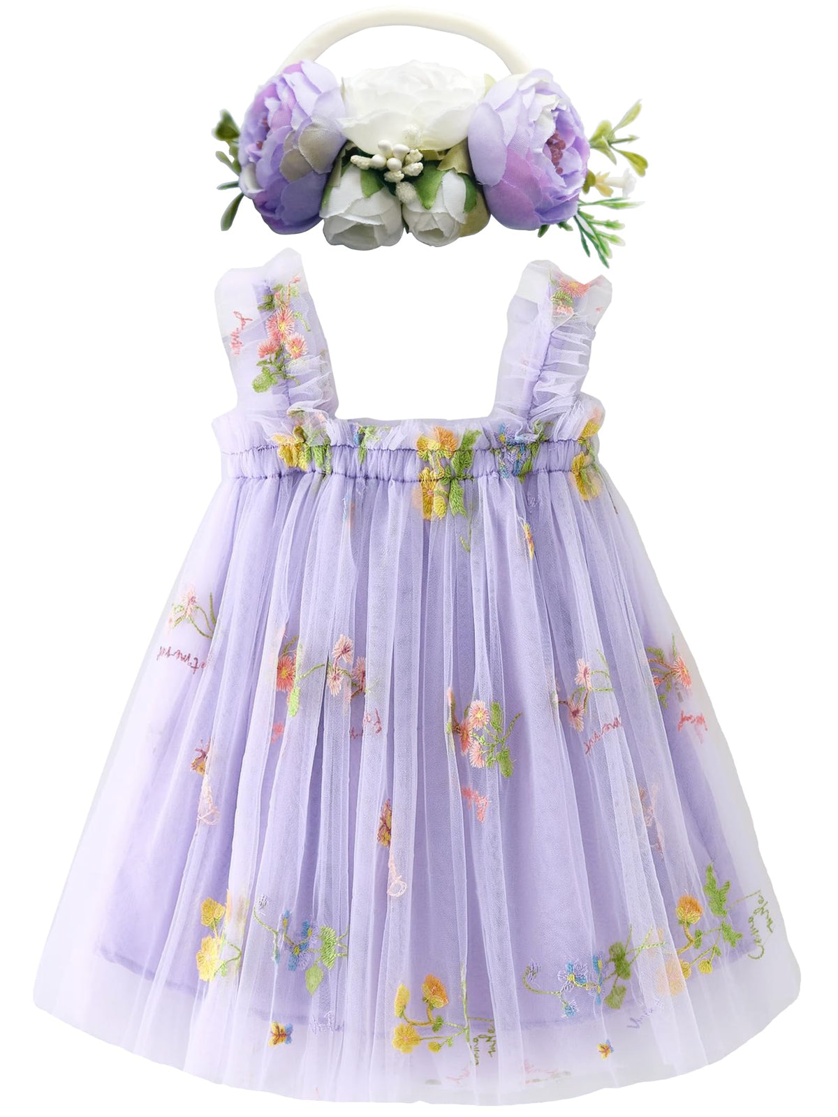 BGFKS Layered Tulle Tutu Dress for Toddler Girls,Baby Girl Rainbow Tutu Princess Skirt Set with Flower Headband.