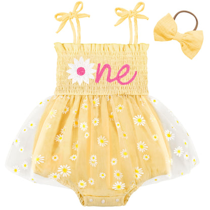 HONGTEYA Baby Girl 1st Birthday Outfit First Romper Tulle Dress Gifts