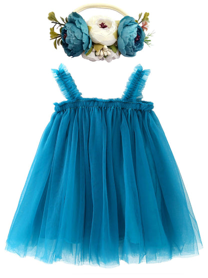 BGFKS Layered Tulle Tutu Dress for Toddler Girls,Baby Girl Rainbow Tutu Princess Skirt Set with Flower Headband.