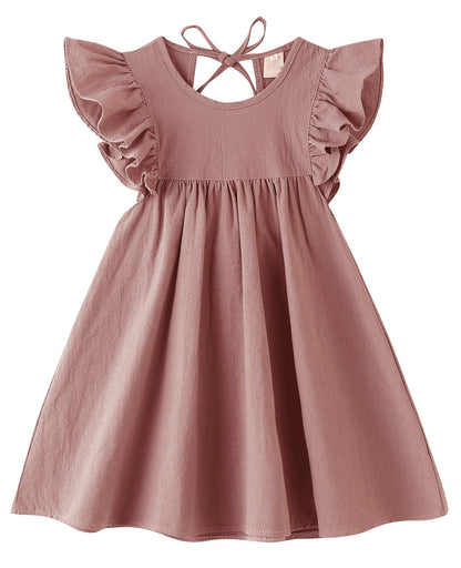 Girls Summer Dress Toddler Ruffle Sleeve Dresses