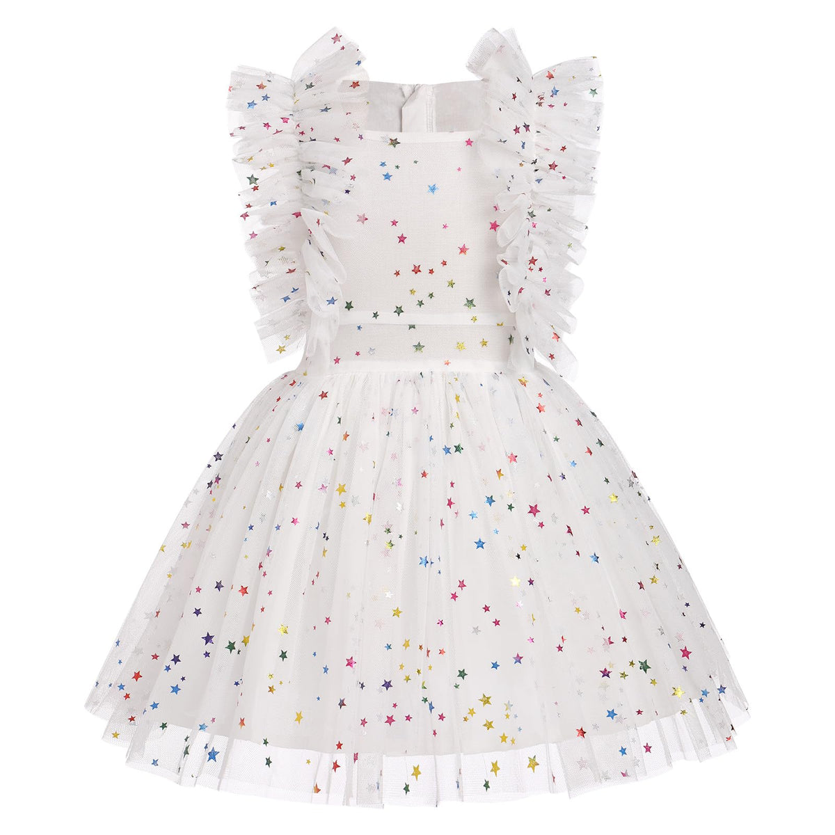 Girls Birthday Party Dress Ruffle Sleeve Sequin Dots Floral Tulle Princess Wedding Pageant Formal Bance Gown