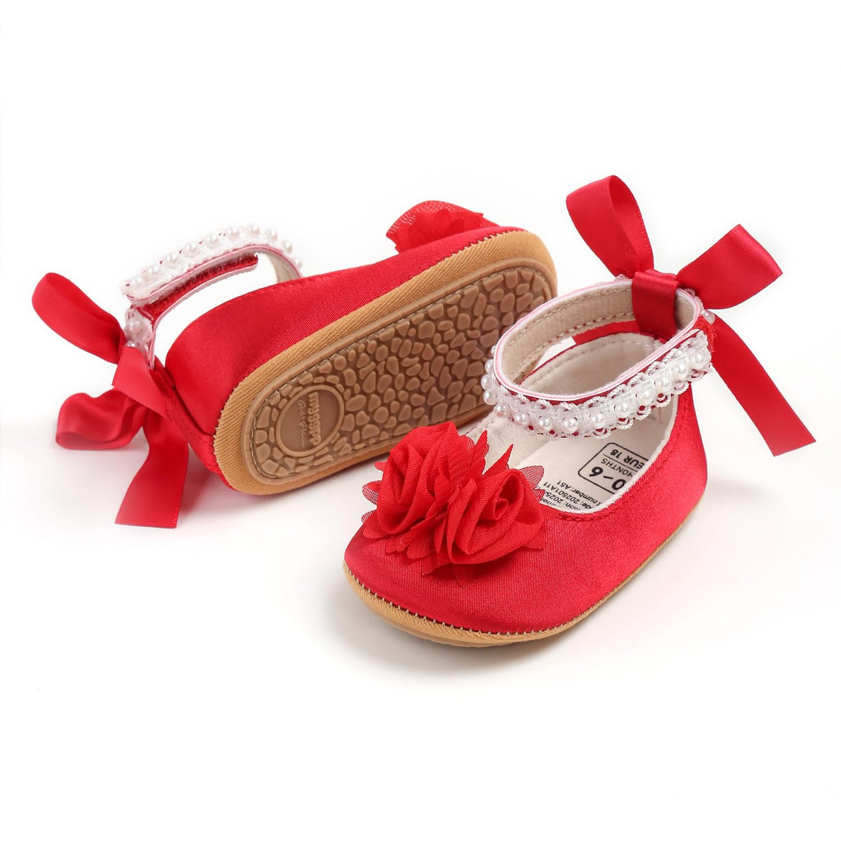 Baby Girls Mary Jane Flats Wedding Uniform Dress Shoes Soft Anti-Slip Sole Infant Newborn Crib First Walkers Prewalker Shoe