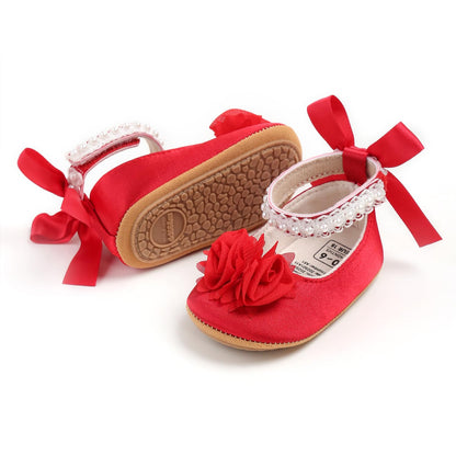 Baby Girls Mary Jane Flats Wedding Uniform Dress Shoes Soft Anti-Slip Sole Infant Newborn Crib First Walkers Prewalker Shoe